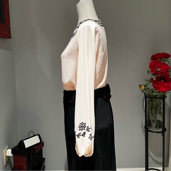 NEW Max Studio MSSP Sequin Embroidered Collar Balloon Sleeve Career Blouse X… - Picture 4 of 10